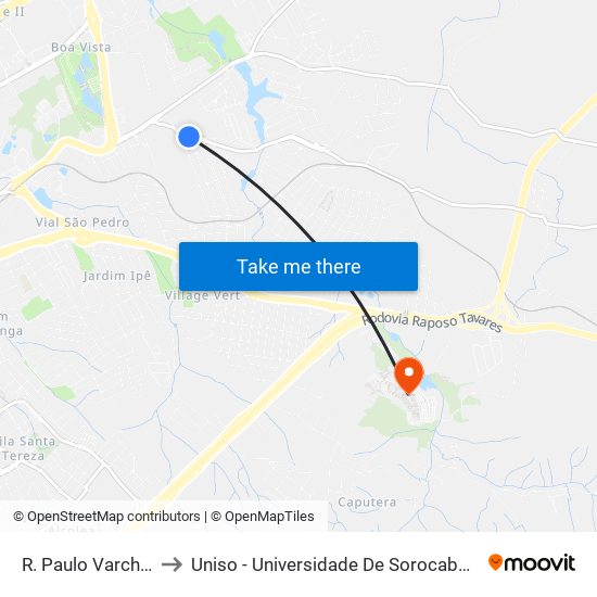 R. Paulo Varchavichik, Sn to Uniso - Universidade De Sorocaba Cidade Universitária map