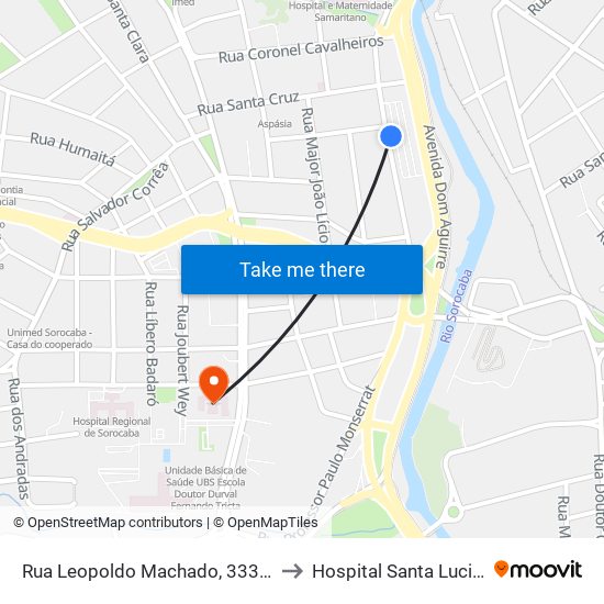 Rua Leopoldo Machado, 333-459 to Hospital Santa Lucinda map