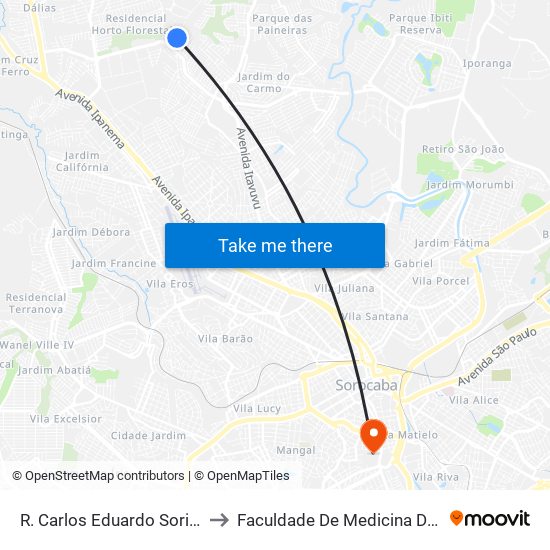 R. Carlos Eduardo Soriano, 1992 to Faculdade De Medicina De Sorocaba map