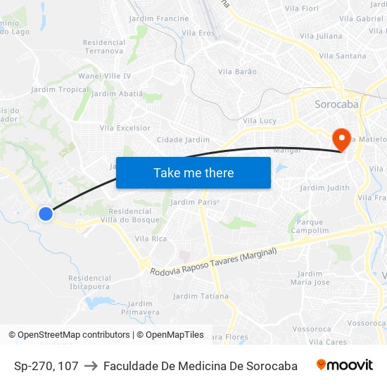 Sp-270, 107 to Faculdade De Medicina De Sorocaba map