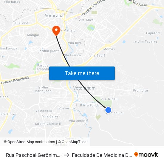 Rua Paschoal Gerônimo Fornazari to Faculdade De Medicina De Sorocaba map