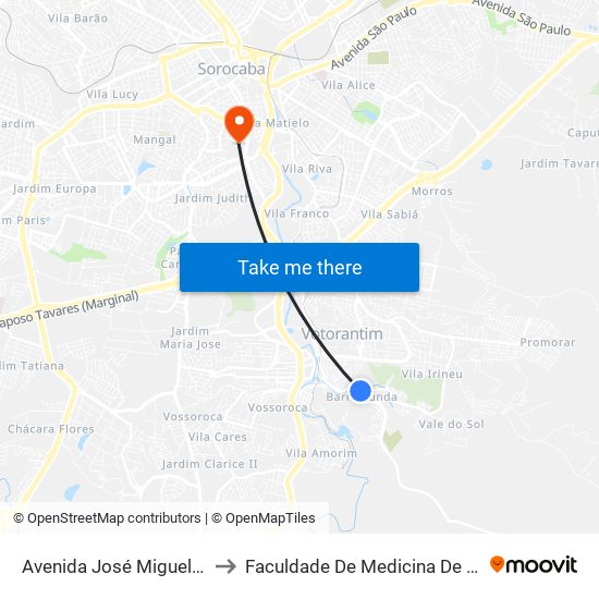 Avenida José Miguel Skif, 42 to Faculdade De Medicina De Sorocaba map