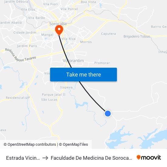 Estrada Vicinal to Faculdade De Medicina De Sorocaba map