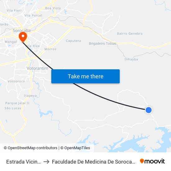Estrada Vicinal to Faculdade De Medicina De Sorocaba map