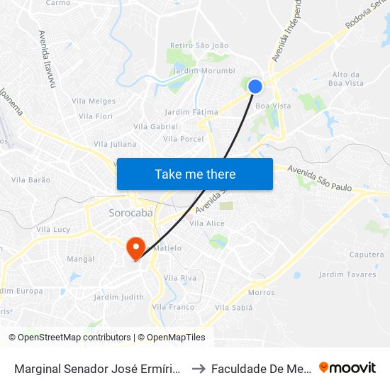 Marginal Senador José Ermírio De Morães | Rodovia, 259-433 to Faculdade De Medicina De Sorocaba map