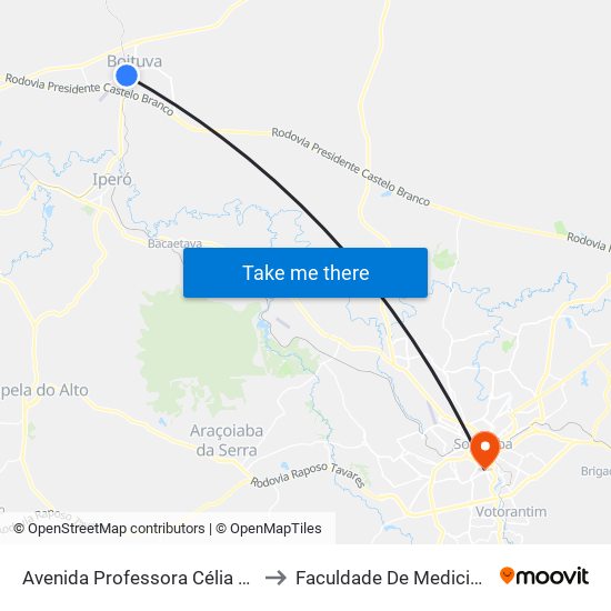Avenida Professora Célia Lourdes Vercelino to Faculdade De Medicina De Sorocaba map