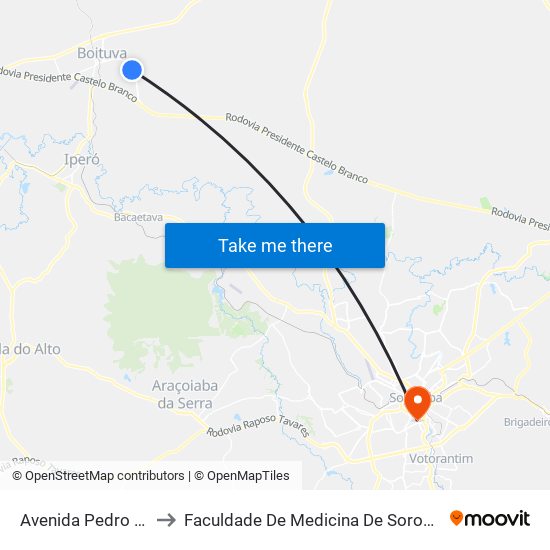 Avenida Pedro Eid to Faculdade De Medicina De Sorocaba map