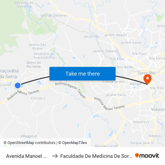 Avenida Manoel Vieira to Faculdade De Medicina De Sorocaba map