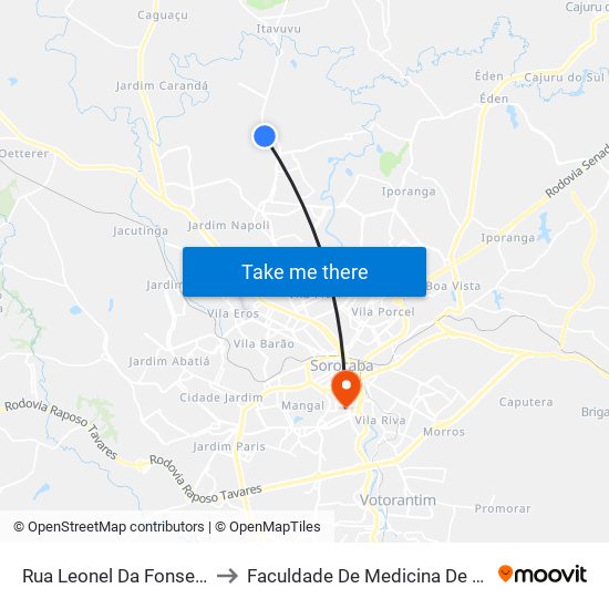 Rua Leonel Da Fonseca, 128 to Faculdade De Medicina De Sorocaba map