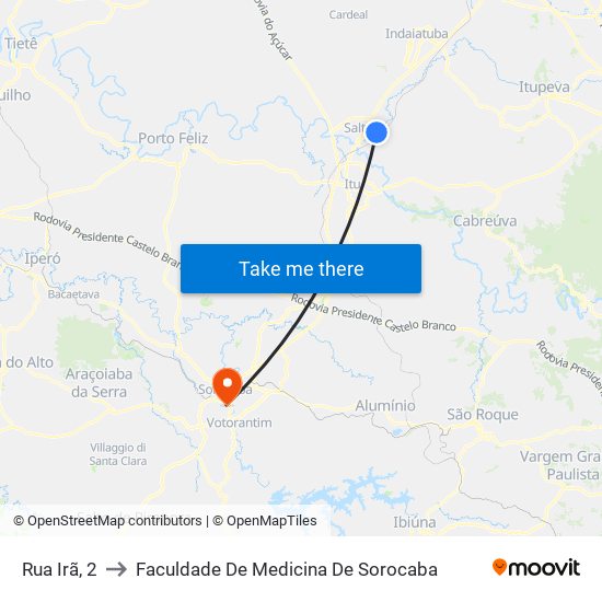 Rua Irã, 2 to Faculdade De Medicina De Sorocaba map