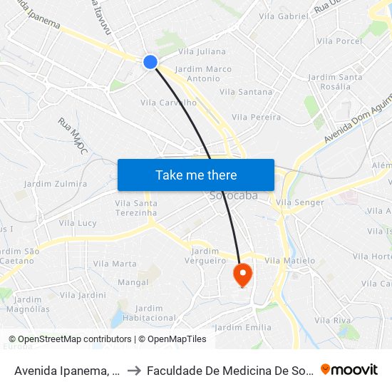 Avenida Ipanema, 2055 to Faculdade De Medicina De Sorocaba map