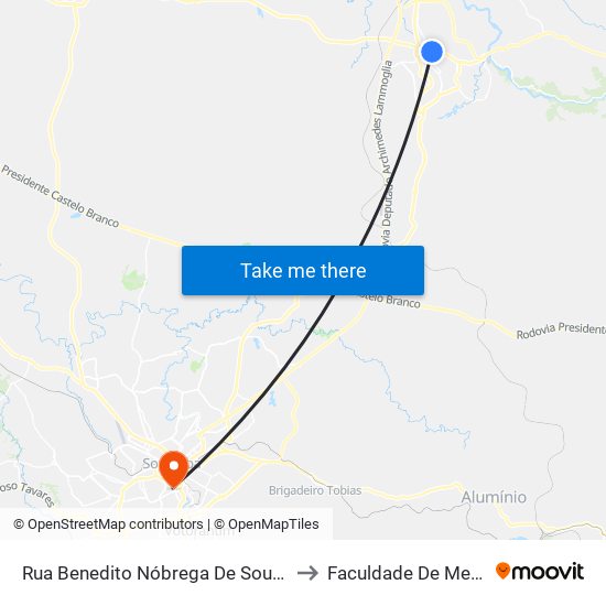 Rua Benedito Nóbrega De Sousa Itu - São Paulo 13302 Brasil to Faculdade De Medicina De Sorocaba map