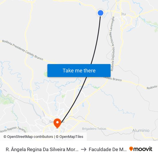 R. Ângela Regina Da Silveira Morães 61 - Chácara Flórida Itu - SP Brasil to Faculdade De Medicina De Sorocaba map