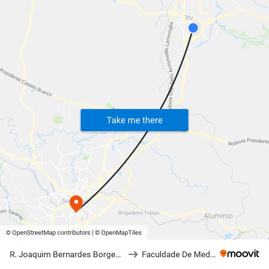 R. Joaquim Bernardes Borges 750 - Centro Itu - SP Brasil to Faculdade De Medicina De Sorocaba map