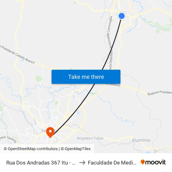 Rua Dos Andradas 367 Itu - São Paulo 13300 Brasil to Faculdade De Medicina De Sorocaba map