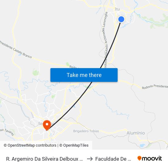 R. Argemiro Da Silveira Delboux 210 - Vila Nova Itu - SP 13309-330 Brasil to Faculdade De Medicina De Sorocaba map