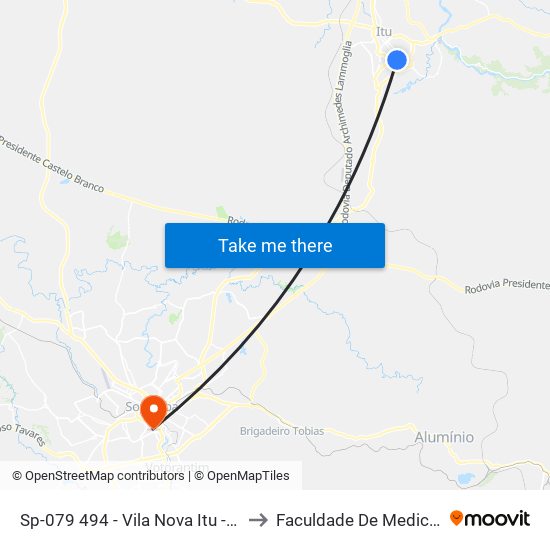 Sp-079 494 - Vila Nova Itu - SP 13304-080 Brasil to Faculdade De Medicina De Sorocaba map