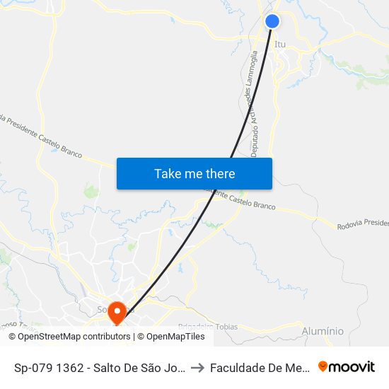 Sp-079 1362 - Salto De São José Salto - SP 13328-300 Brasil to Faculdade De Medicina De Sorocaba map