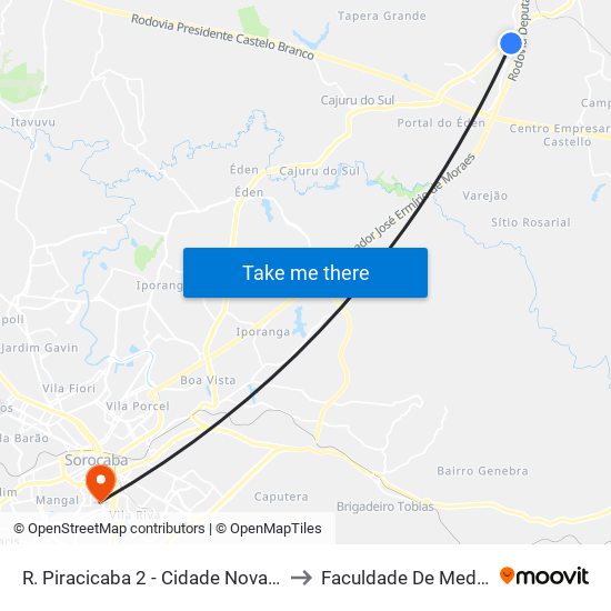 R. Piracicaba 2 - Cidade Nova I Itu - SP 13308-046 Brasil to Faculdade De Medicina De Sorocaba map