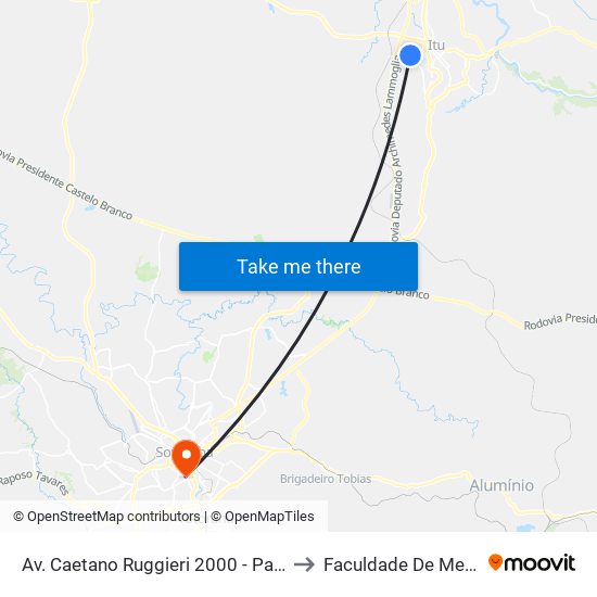 Av. Caetano Ruggieri 2000 - Parque Res. Mayard Itu - SP Brasil to Faculdade De Medicina De Sorocaba map