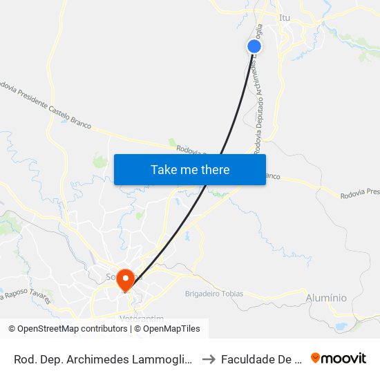 Rod. Dep. Archimedes Lammoglia 1375 - Fazenda Vila Real De Itu Itu - SP Brasil to Faculdade De Medicina De Sorocaba map