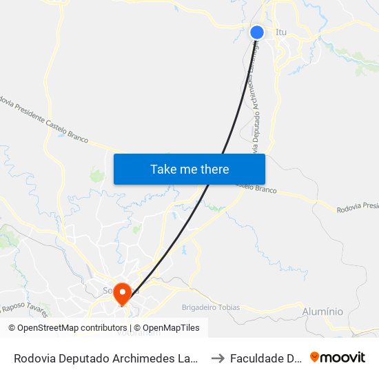 Rodovia Deputado Archimedes Lammoglia 4492-4496 - Fazenda Vila Real De Itu Itu - SP Brasil to Faculdade De Medicina De Sorocaba map