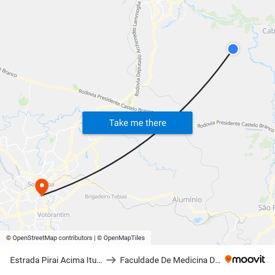 Estrada Pirai Acima Itu - SP Brasil to Faculdade De Medicina De Sorocaba map