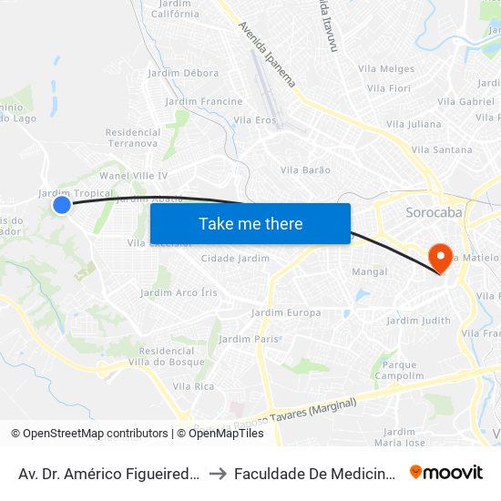 Av. Dr. Américo Figueiredo, 5470 Sn 470 to Faculdade De Medicina De Sorocaba map