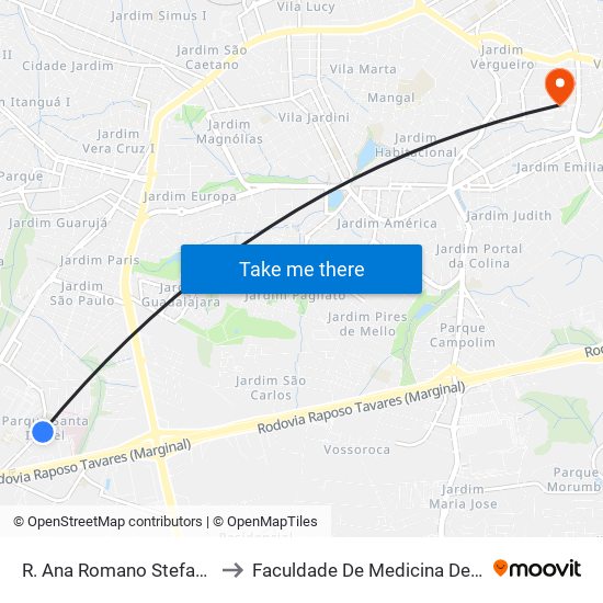 R. Ana Romano Stefaneli, S/Nº to Faculdade De Medicina De Sorocaba map