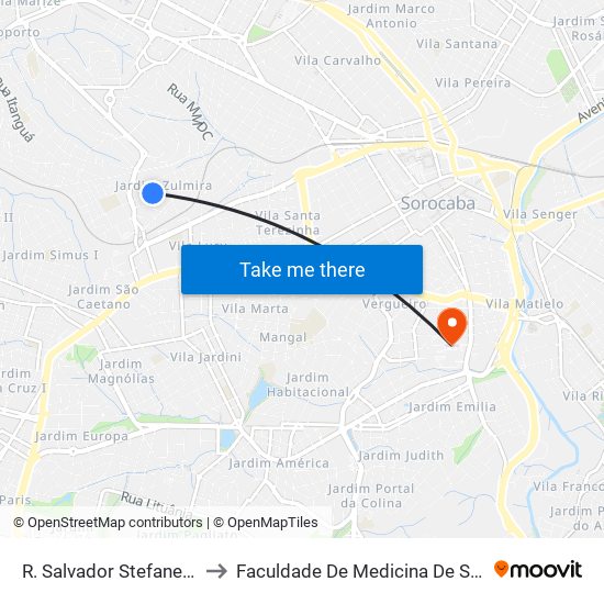 R. Salvador Stefanelli, 197 to Faculdade De Medicina De Sorocaba map