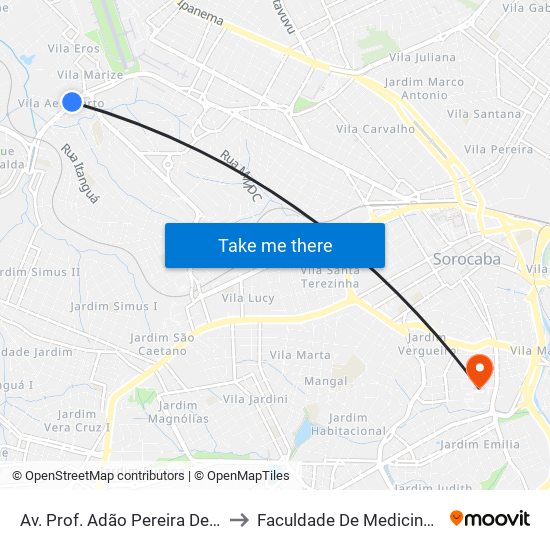 Av. Prof. Adão Pereira De Camargo, 761 to Faculdade De Medicina De Sorocaba map