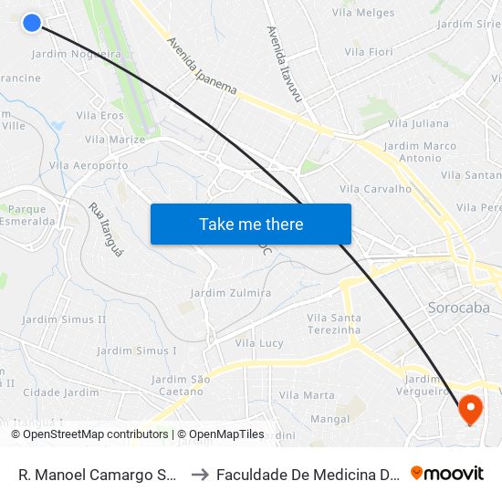 R. Manoel Camargo Sampaio, Sn to Faculdade De Medicina De Sorocaba map