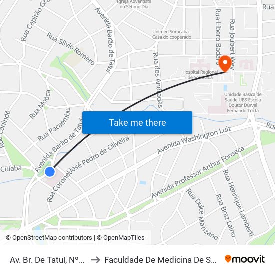 Av. Br. De Tatuí, Nº1.331 to Faculdade De Medicina De Sorocaba map