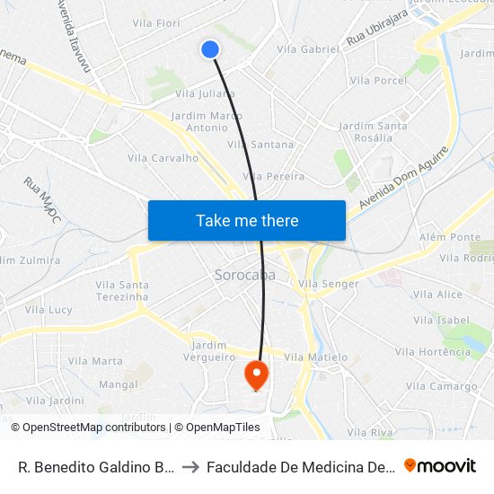 R. Benedito Galdino Barros, Sn to Faculdade De Medicina De Sorocaba map