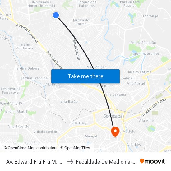 Av. Edward Fru-Frú M. Da Silva, 915 to Faculdade De Medicina De Sorocaba map