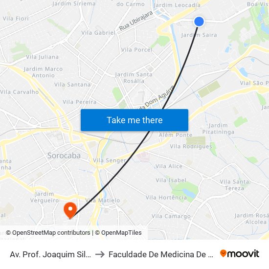 Av. Prof. Joaquim Silva, 370 to Faculdade De Medicina De Sorocaba map