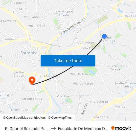 R. Gabriel Rezende Passos, 268 to Faculdade De Medicina De Sorocaba map