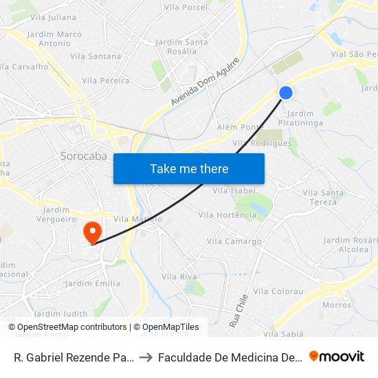 R. Gabriel Rezende Passos, 62 to Faculdade De Medicina De Sorocaba map