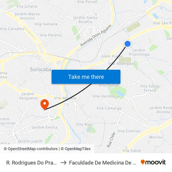 R. Rodrigues Do Prado, 566 to Faculdade De Medicina De Sorocaba map