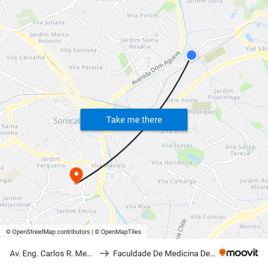 Av. Eng. Carlos R. Mendes, 740 to Faculdade De Medicina De Sorocaba map