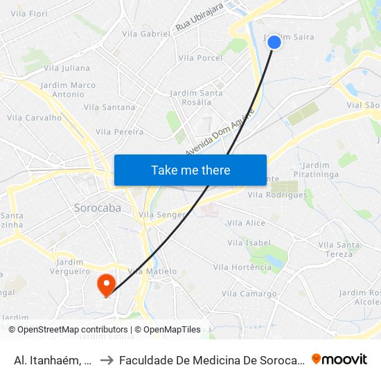 Al. Itanhaém, Sn to Faculdade De Medicina De Sorocaba map