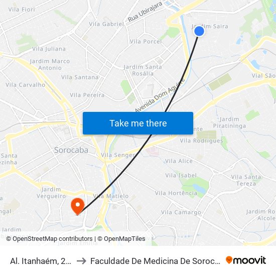 Al. Itanhaém, 230 to Faculdade De Medicina De Sorocaba map