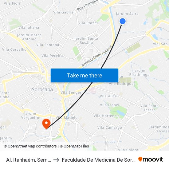 Al. Itanhaém, Sem Ref. to Faculdade De Medicina De Sorocaba map