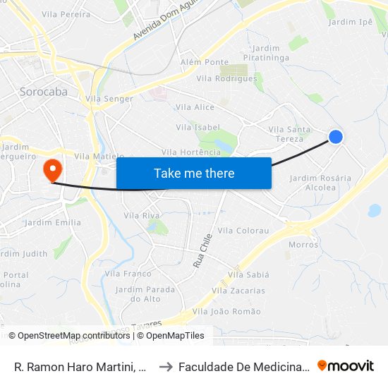 R. Ramon Haro Martini, Altura Nº 1385 to Faculdade De Medicina De Sorocaba map