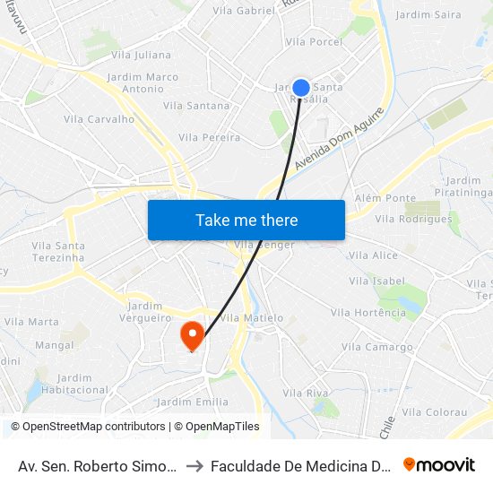 Av. Sen. Roberto Simonsen, 470 to Faculdade De Medicina De Sorocaba map