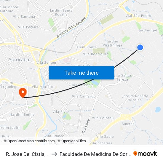 R. Jose Del Cistia, 528 to Faculdade De Medicina De Sorocaba map