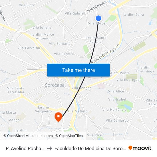 R. Avelino Rocha, Sn to Faculdade De Medicina De Sorocaba map