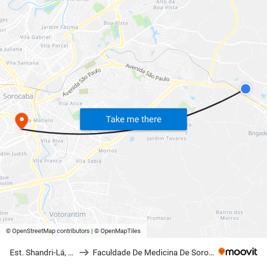 Est. Shandri-Lá, 924 to Faculdade De Medicina De Sorocaba map
