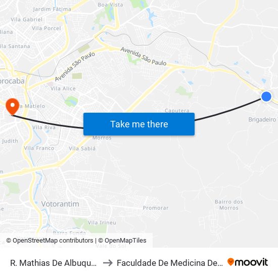 R. Mathias De Albuquerque, 54 to Faculdade De Medicina De Sorocaba map