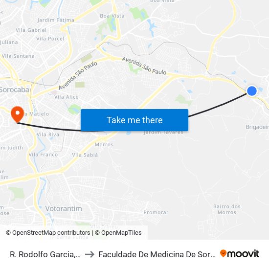 R. Rodolfo Garcia, 295 to Faculdade De Medicina De Sorocaba map